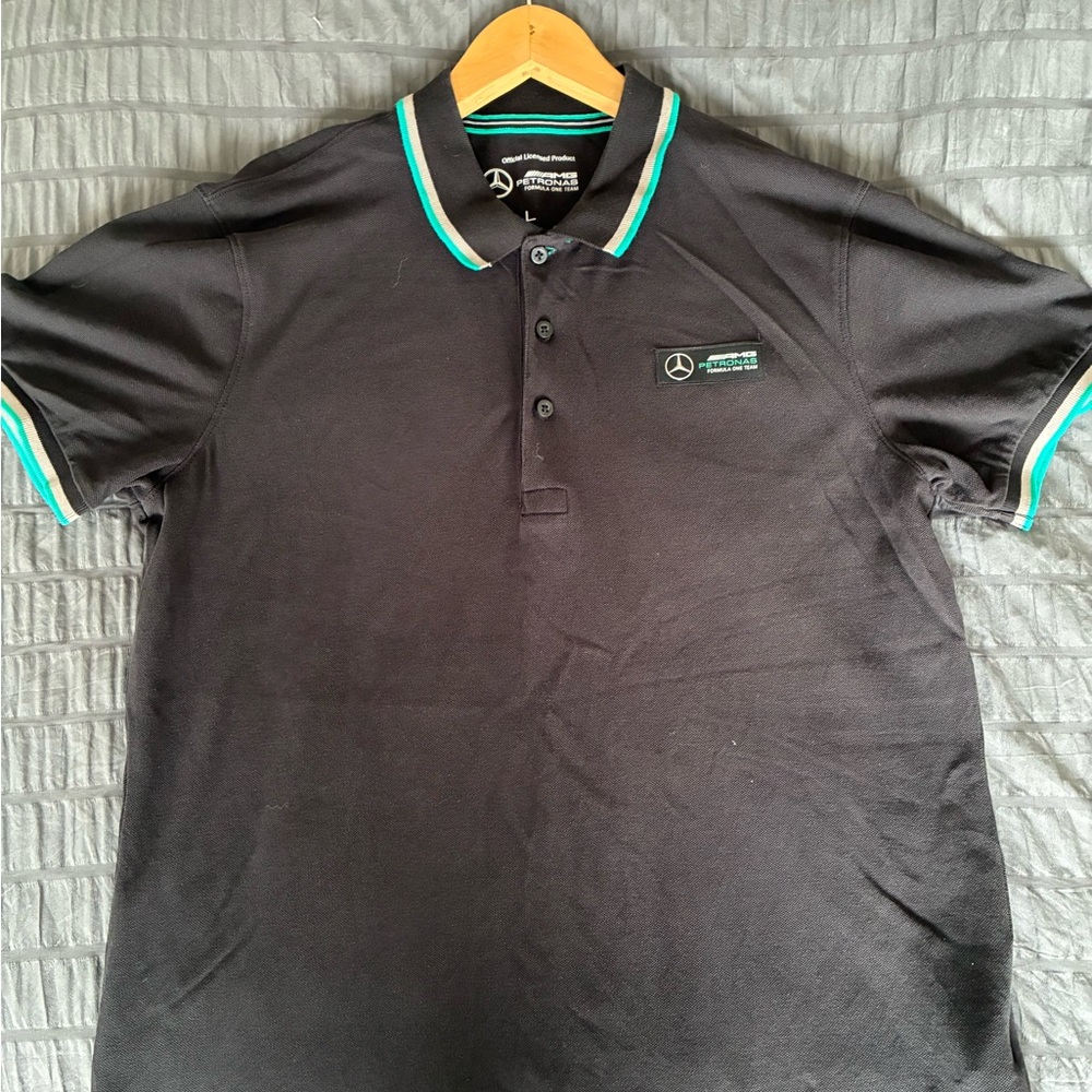 Mercedes AMG Petronas Black Polo with Green Accents